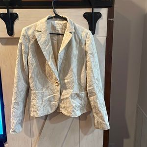 Cream with gold flower blazer from Banana Republic. Size 12